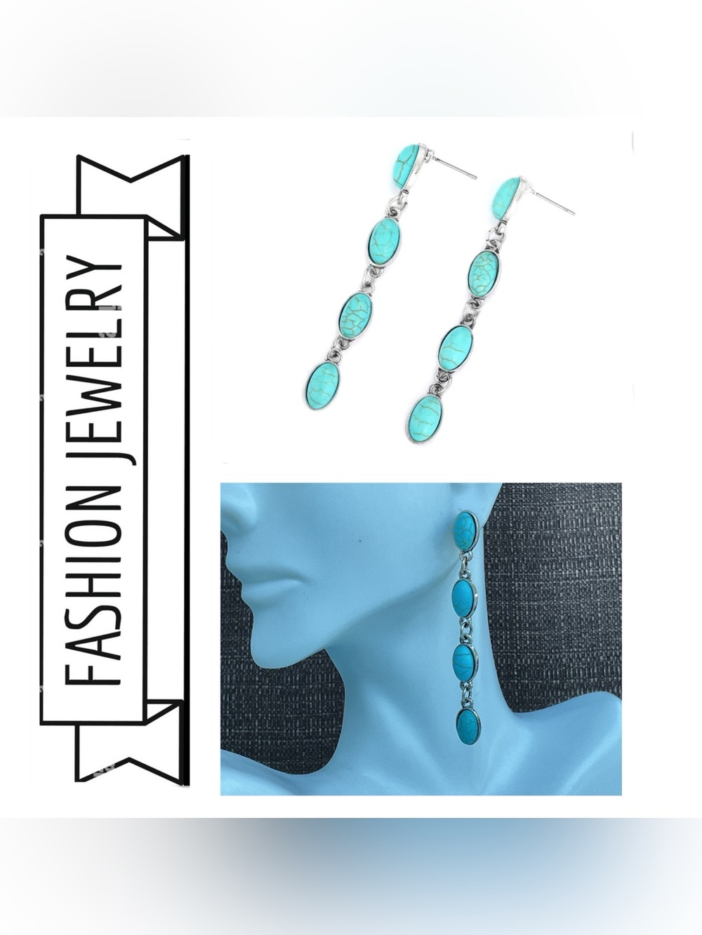 Turquoise Cascade Drop Earrings - Fashion Jewelry
